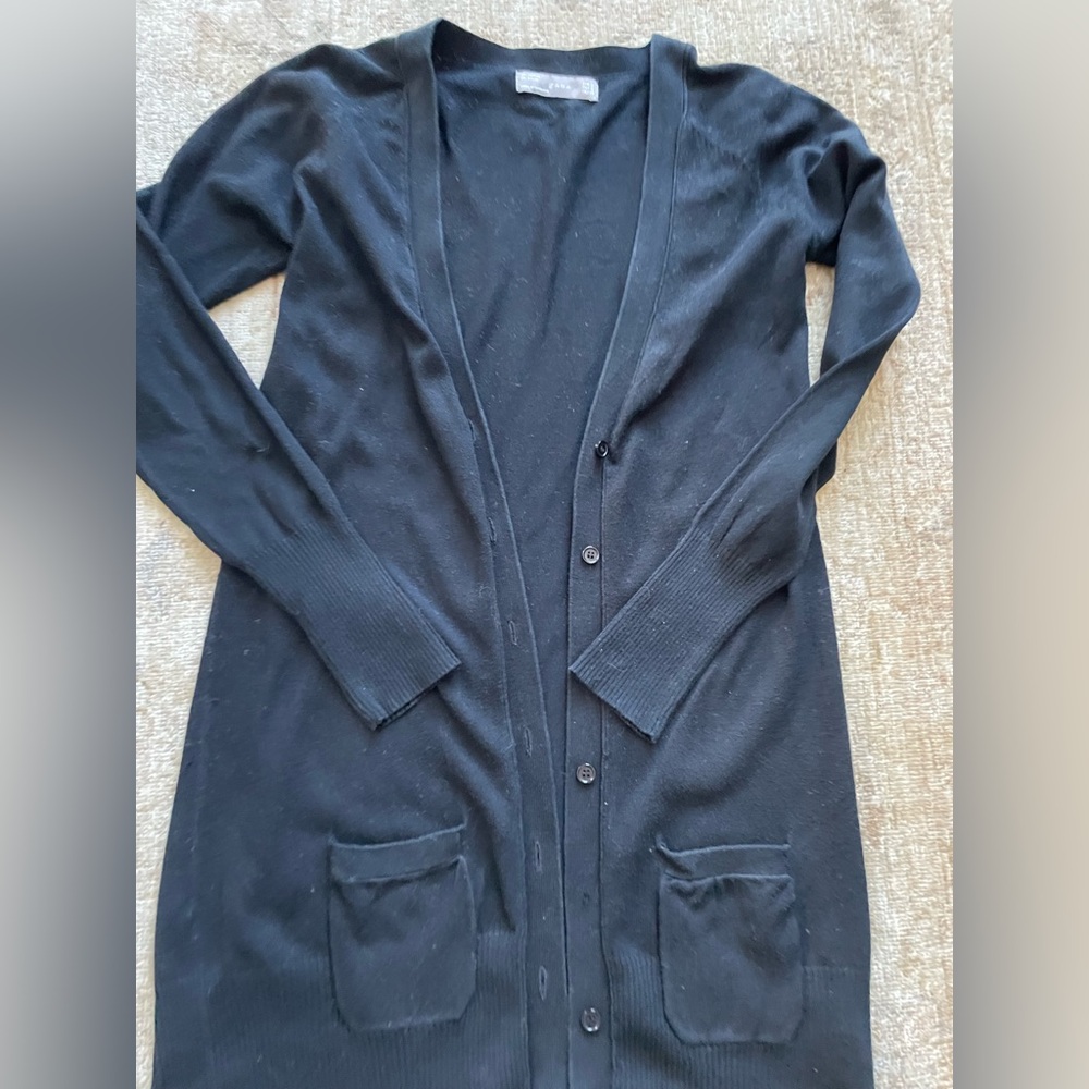 Zara Elegant Black Long Cardigan - Picture 2 of 8